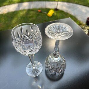 #3007 VINTAGE WATERFORD LISMORE HOCK  RED WINE SET OF 2ea